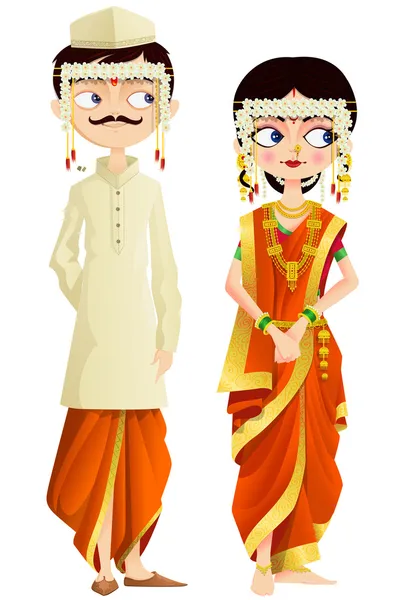 Pasangan Pernikahan Maharashtrian - Stok Vektor