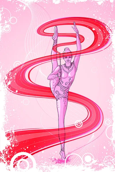 Gymnast with Ribbon — Stock Vector