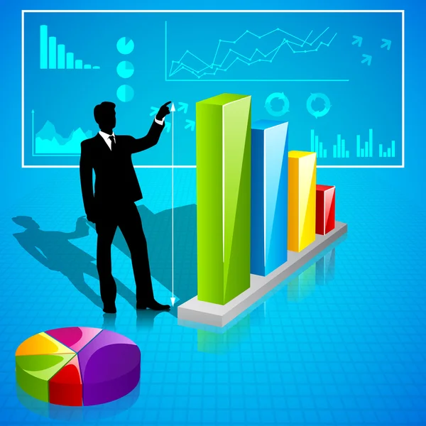 Businessman analysing Statistics — Stock Vector