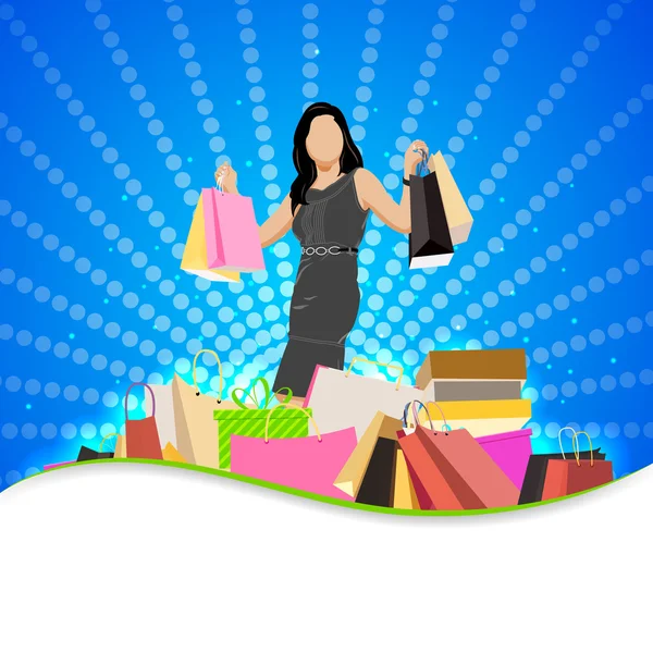 Señora con bolsa de compras — Vector de stock