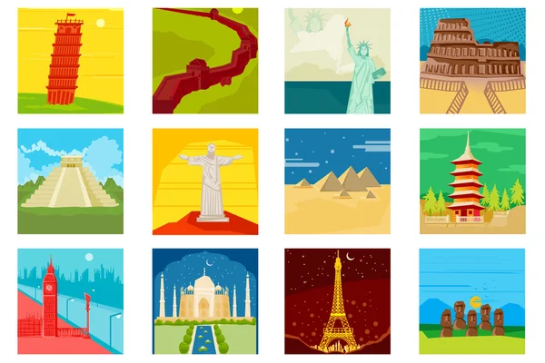 Monumentos famosos del mundo — Vector de stock