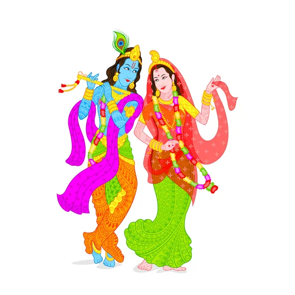 Lord krishna ve radha — Stok Vektör