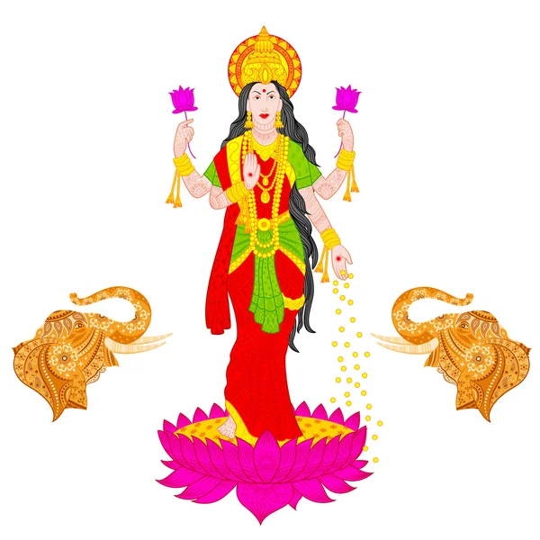 Deusa lakshmi — Vetor de Stock