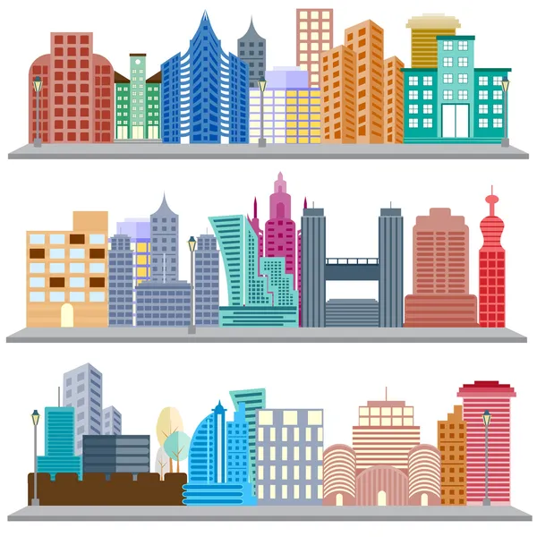 Cityscape met wolkenkrabber gebouw — Stockvector