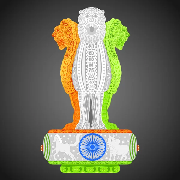 Ašókovy sloupy v barvě indické vlajky — Stockový vektor