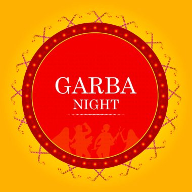 Hindistan Navratri Dussehra festivalinde Dandiya Disco Night olay için Garba dans Hintliler dans