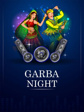 Hindistan Navratri Dussehra festivalinde Dandiya Disco Night olay için Garba dans Hintliler dans