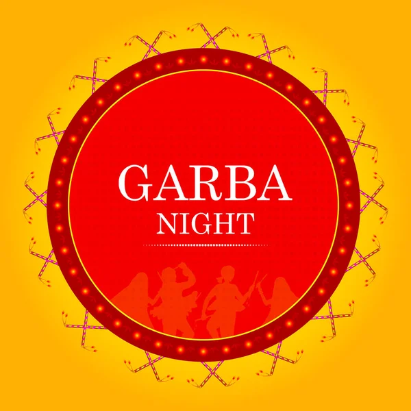 Ινδοί άνθρωποι χορεύουν garba χορεύουν για τη Νταντία νυχτερινή εκδήλωση για το Φεστιβάλ Navratri Dussehra της Ινδίας — Διανυσματικό Αρχείο