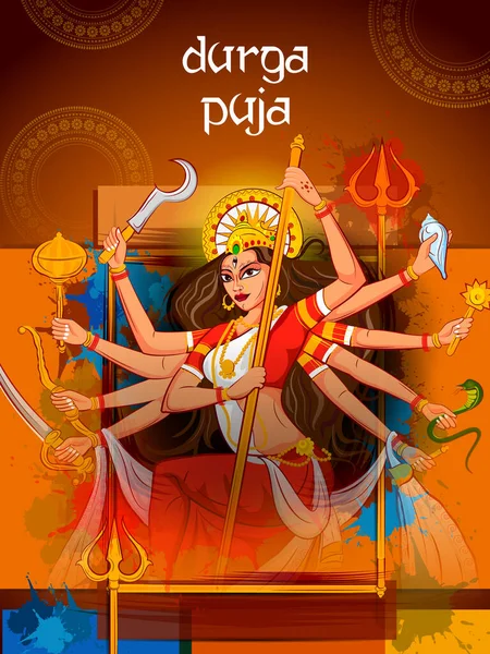 Happy Durga Puja Ινδία φεστιβάλ διακοπές φόντο — Διανυσματικό Αρχείο