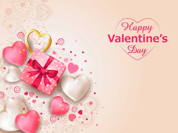 Romantische Liebe Hintergrund für Happy Valentines Day Party Broschüre, Grußkarte, Flyer, Banner Vorlage — Stockvektor