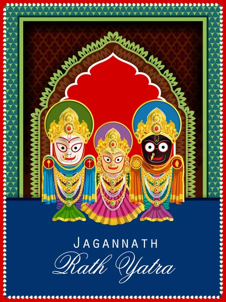 Illustration av Rath Yatra Lord Jagannath festival Semester bakgrund firas i Odisha, Indien — Stock vektor
