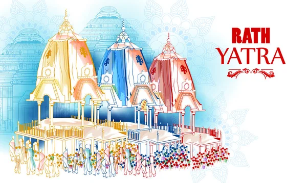 Illust of Rath Yatra Lord Jagannath festival Fondo de vacaciones celebrado en Odisha, India — Archivo Imágenes Vectoriales