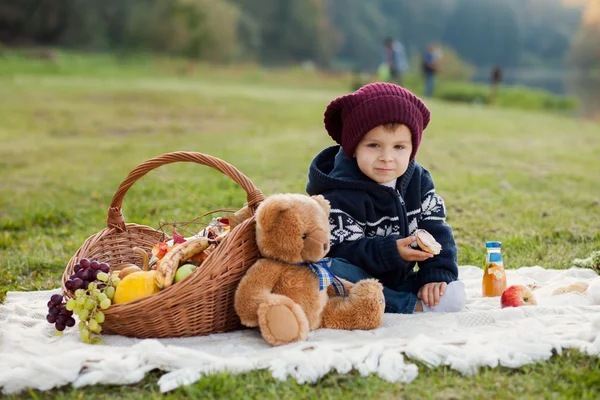 Kleiner Junge beim Picknick — Stockfoto