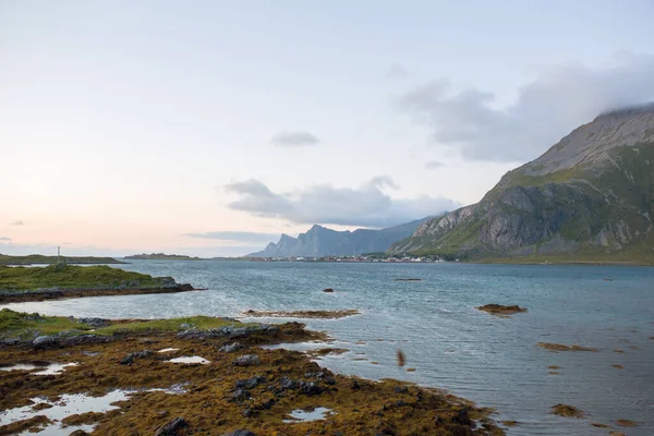 Scenic Panorama View Norwegian Beautiful Nature Small Fishing Villages Typical — Stockfoto