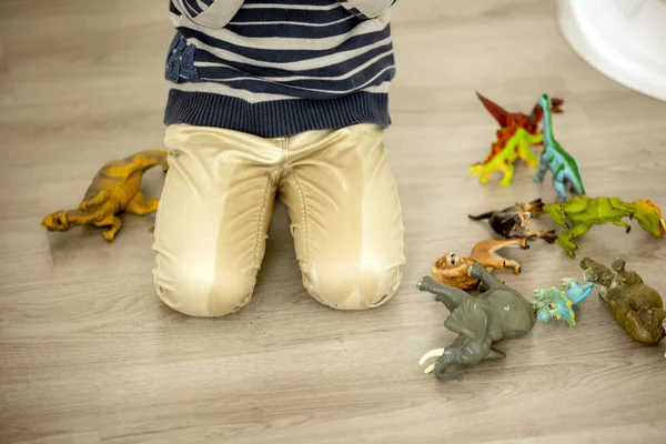 Little Toddler Child Boy Pee His Pants While Playing Toys — ストック写真