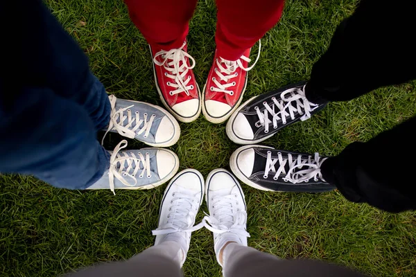 Colorful Shoes Children Feet Cool Youth Colorful White Pink Green —  Fotos de Stock