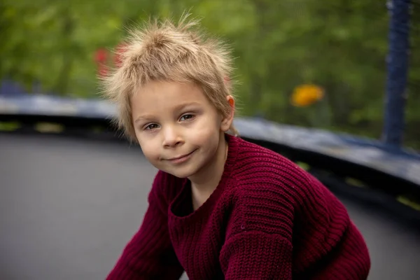 Netter Kleiner Junge Mit Statischen Elektrischen Haaren Der Sein Lustiges — Stockfoto