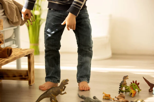 Little Toddler Child Boy Pee His Pants While Playing Toys — ストック写真