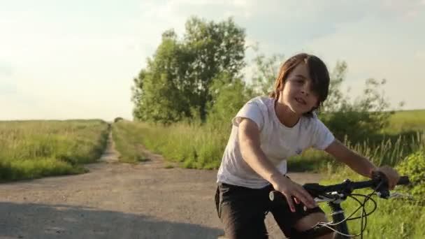 Χαριτωμένα Χαρούμενα Παιδιά Αδέρφια Κάνουν Ποδήλατο Στο Πάρκο Μια Ηλιόλουστη Royalty Free Βίντεο Αρχείου