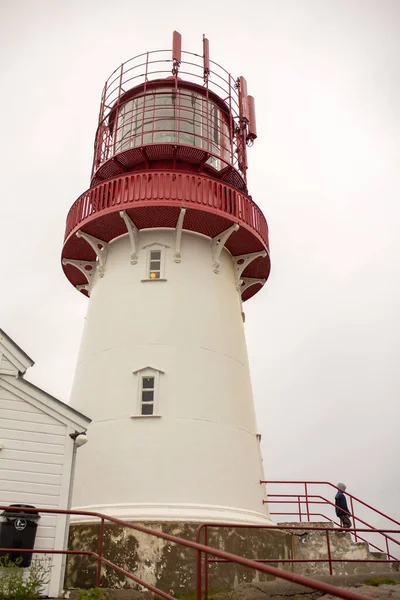 Lindesnes Fyr Lighthouse Norway Rainy Cold Day — Foto de Stock