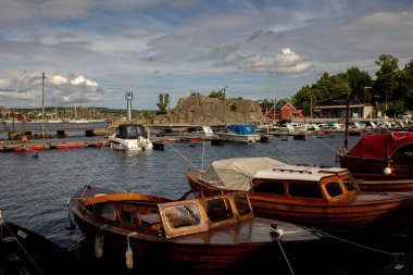 Beautiful town Kristiansand in Norway, amazing views on sunset