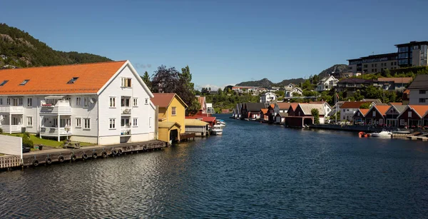 Small village Flekkefjord during summer in Norway