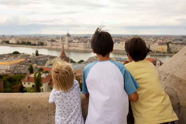 Child Boy Visiting Castle Budapest Summer Day Hungary — Stok fotoğraf