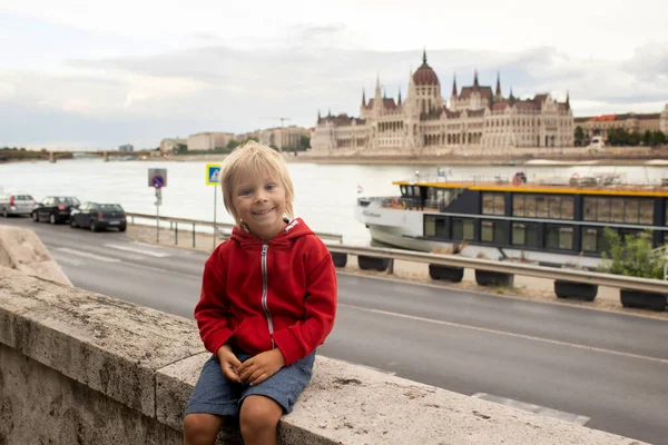 Child Boy Visiting Castle Budapest Summer Day Hungary — 图库照片