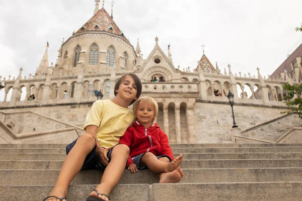 Child Boy Visiting Castle Budapest Summer Day Hungary — 图库照片