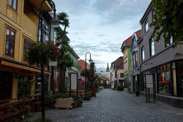 Happy Family Children Adults Enjoying Colorful City Stavangen Southwest Norway —  Fotos de Stock