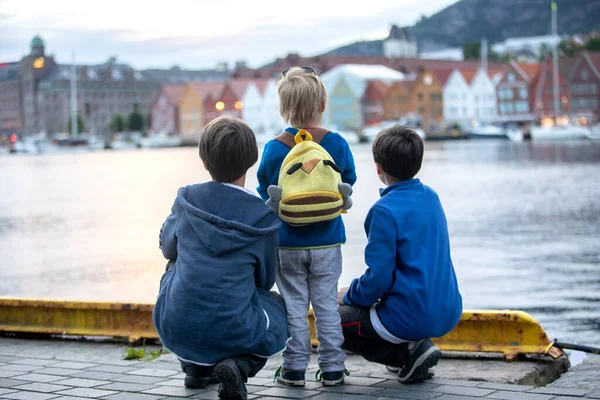 People Children Enjoying Amazing Views Norway Fjords Mountains Other Beautiful — Stock Photo, Image