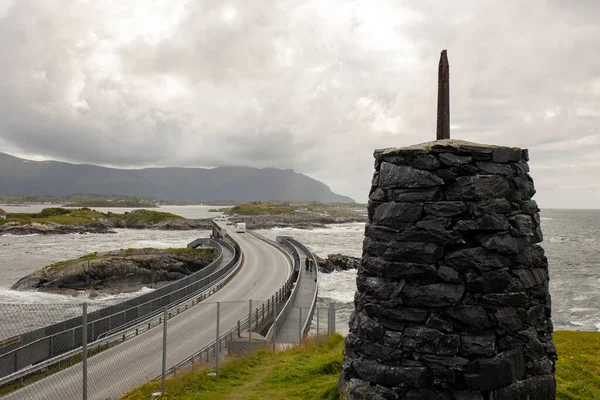 Family Kids Adults Pet Dog Enjoying View Atlantic Ocean Road — Stockfoto