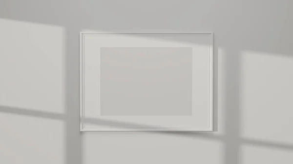 Moderno Quadro Cartaz Branco Mockup Paredes Brancas Com Luz Dia — Fotografia de Stock