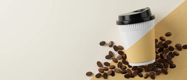 Kahve Çekirdekleri Ile Kahve Fincanının Modelini Çıkarın Arka Plandaki Mesajlarınızı — Stok fotoğraf