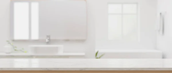 Luxe Witte Badkamer Achtergrond Met Mockup Ruimte Voor Product Weergave — Stockfoto