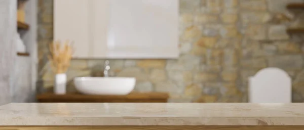 대리석으로 빈티지 테이블 위에는 빈티지 화장실 비교하여 전시를 복제품 렌더링 — 스톡 사진