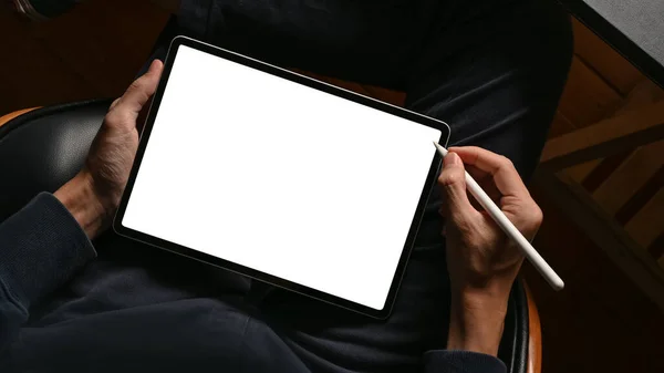 Close Tablet Digital Touchpad Tela Branca Mockup Para Montagem Seu — Fotografia de Stock