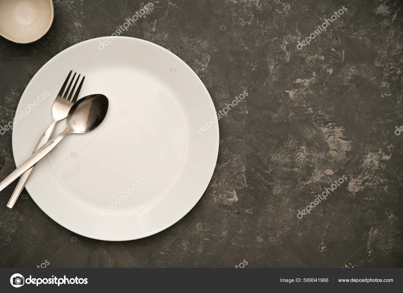 Minimal Simple Restaurant Dining Table Setting Empty White Clean Plate