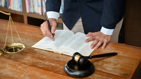 Professional Successful Male Lawyer Formal Suit Working His Desk His — Foto Stock