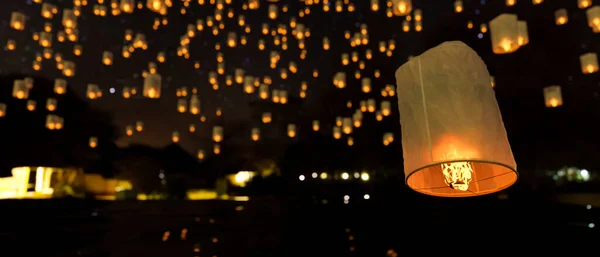 A group of beautiful sky lantern in the background. Loy Krathong Festival, Yi Peng Festival in Thailand, Chinese flying lantern background. 3d rendering, 3d illustration