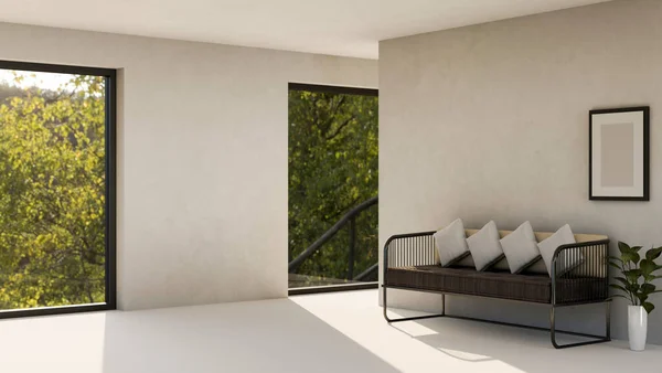 현대의 인테리어 디자인 스타일의 백벽의 프레임 과커다란 렌더링 — 스톡 사진