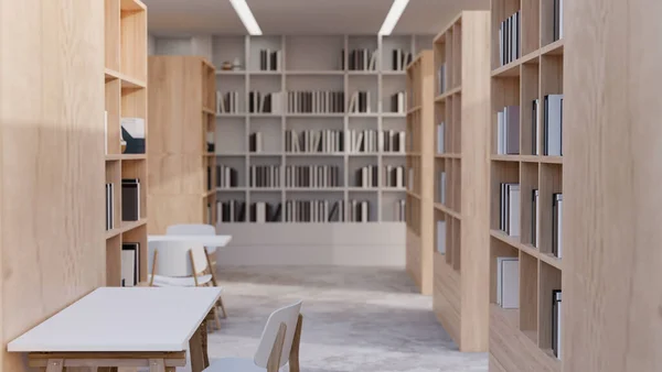 Комфортабельна Мінімальна Бібліотека Кампусу Або Шкільна Бібліотека Дизайну Інтер Єру — стокове фото