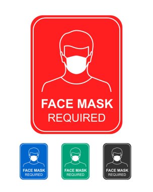 Person wearing face mask as a face mask required sign, icon or sticker