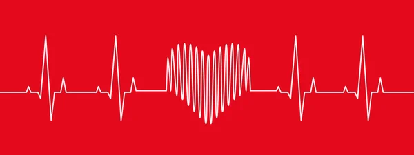 Herzschlag Herzfrequenz Puls Rhythmus Und Wellenlinie Als Elektrokardiogramm Oder Ekg — Stockvektor