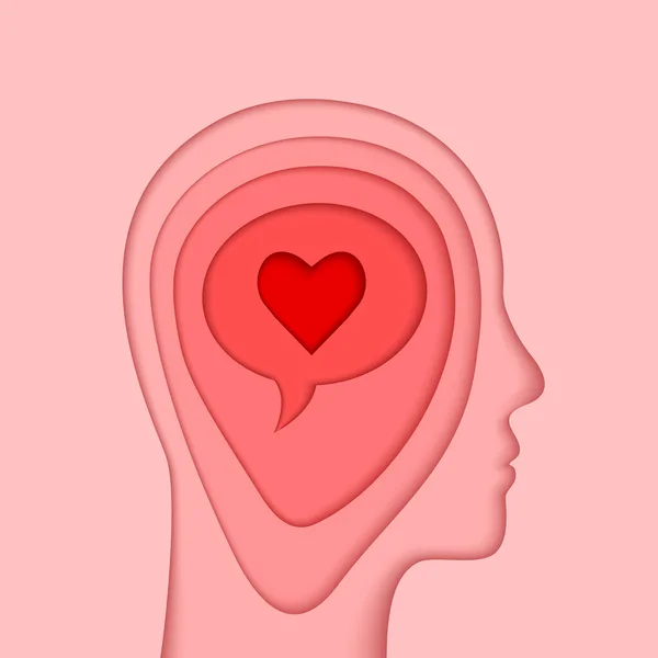 Κεφάλι Εγκέφαλος Και Καρδιά Ανθρώπινη Σιλουέτα Μυαλού Περίγραμμα Προσώπου Προφίλ — Διανυσματικό Αρχείο