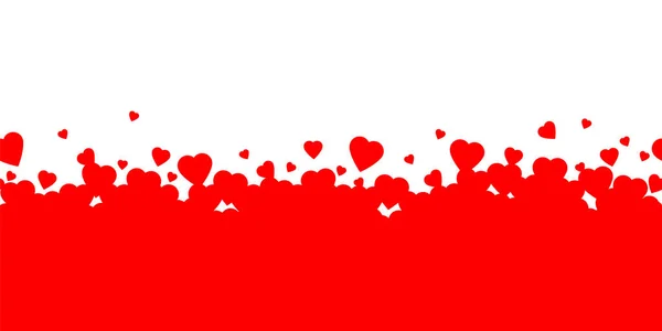 Seamless Border Frame Made Red Hearts Isolated White Background Heart — Stock Vector