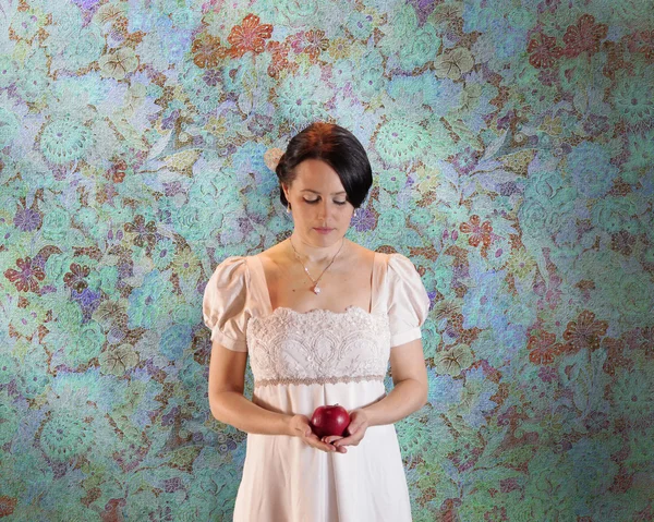 Bride is Holding an Apple-Wedding concept — Stock Photo, Image