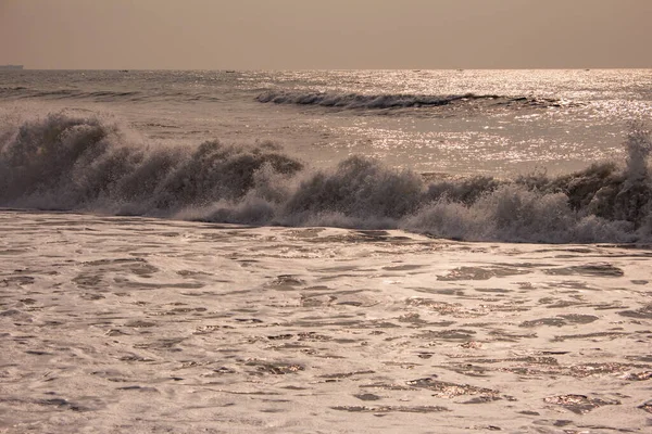 Waves Bay Bengal Marina Beach Early Morning Chennai India — 스톡 사진