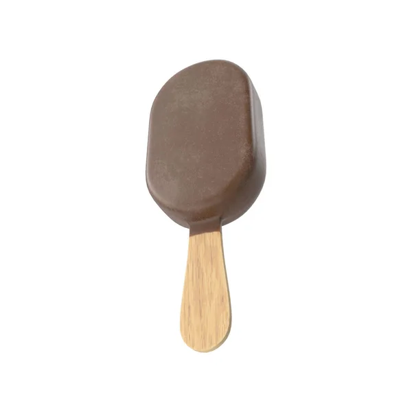 Glace Popsicle Recouvert Chocolat Réaliste Isolé Sur Fond Blanc Rendu — Photo