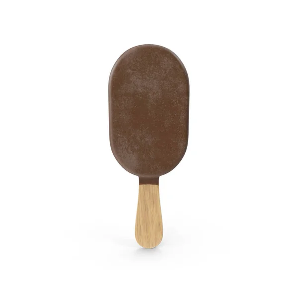 Glace Popsicle Recouvert Chocolat Réaliste Isolé Sur Fond Blanc Rendu — Photo
